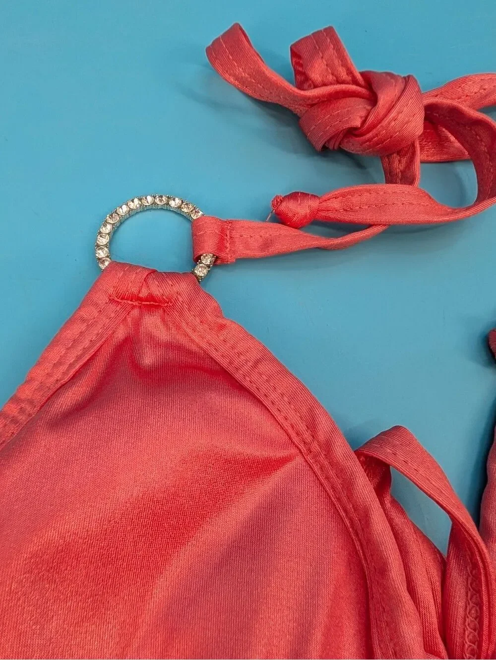 Daisy Beachwear Coral Pucker Scrunch Butt Bikini New MED